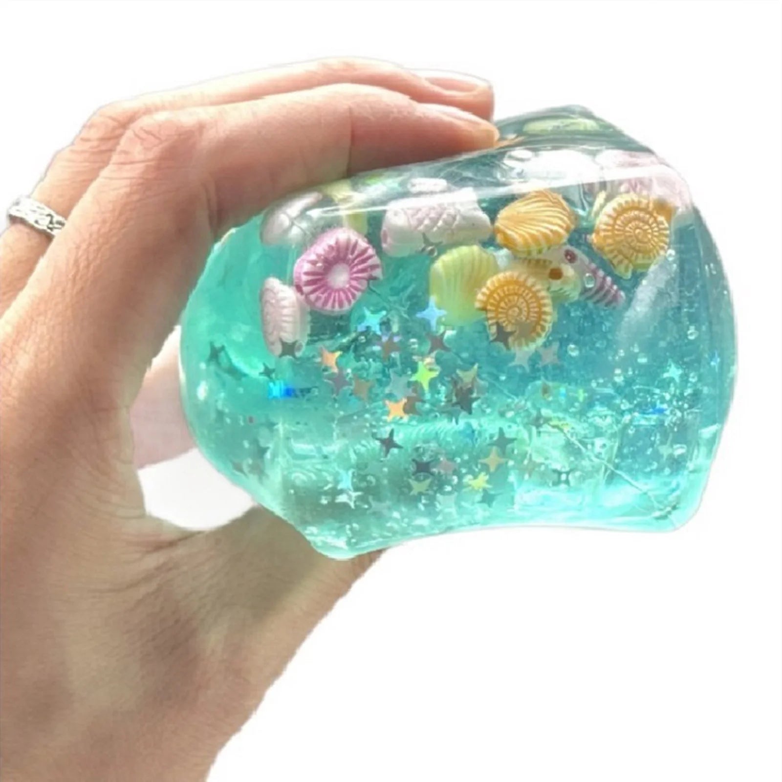 Blue Cubes Sea Squishy Fidget Toy Soft Transparent Star Shell Squeeze