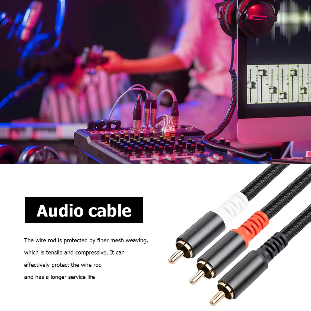 1/2/3/5M Subwoofer Y Cable 1 RCA Male To 2 RCA Male Audio Cable RCA To Dual RCA Audio Cable Splitter for TV Amplifier DVD Player Zpaxo