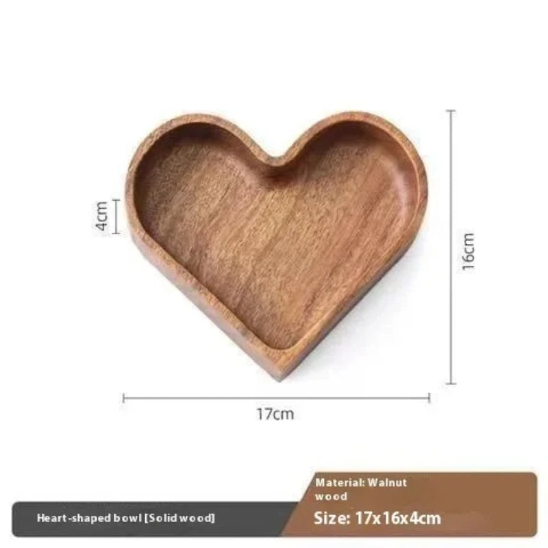 Stackable Solid Wood Candy & Dried Fruit Tray – Heart Design Wood Serving Tray Zpaxo