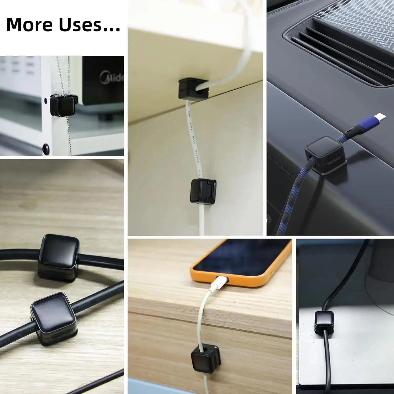 6pcs Magnetic Cable Clip Cable Winder Adjustable Cord Holder Under Desk Cable Management Wire Keeper Cable Wire Organizer Holder Zpaxo