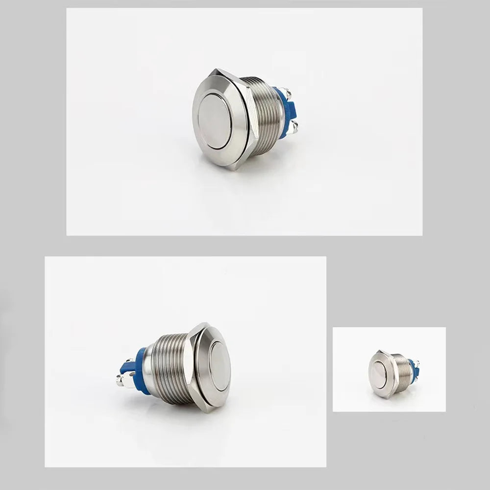 Momentary Push Button Start Stop Power Switch Metal Without Fixation Backlit Connected Electrical On Off High Flat Ball Round Zpaxo
