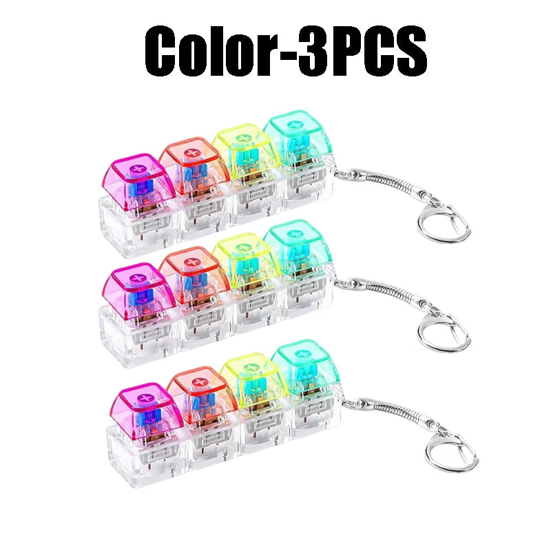 LED Light-up Keyboard Keychain Clickable Buttons Stress Relief Fidget Zpaxo Color-3PCS