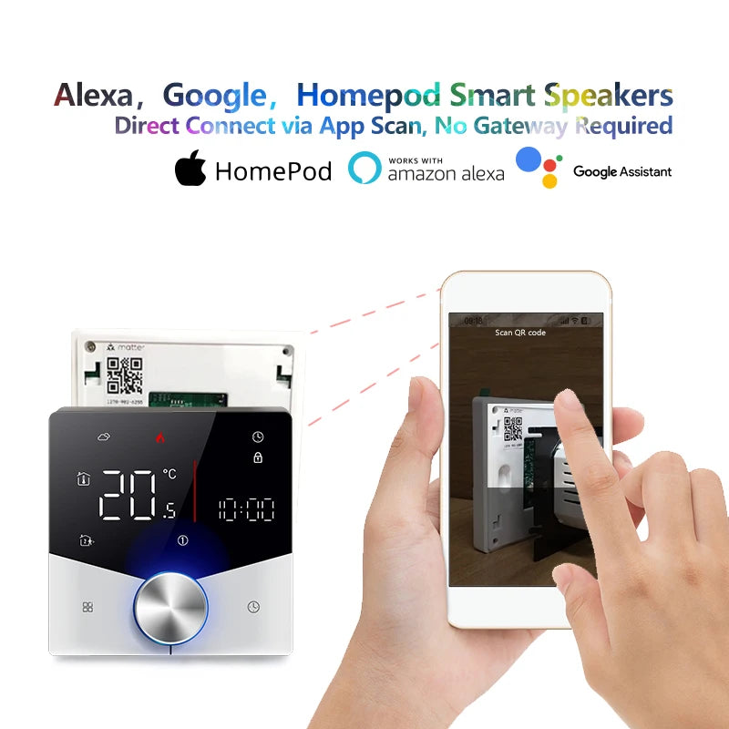 Matter Warm Floor Room Heating Thermostat Temperature Controller Water/Electric/Gas Boiler Tuya Smart Life Alexa Home Homekit Zpaxo