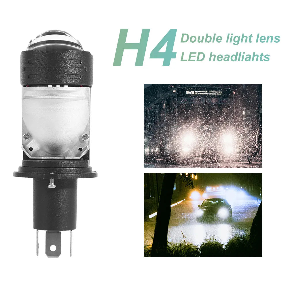 High Power H4 LED Projector Len Super Bright High Low Light H4 LED Headlight Bulbs Waterproof Direct Insertion Zpaxo