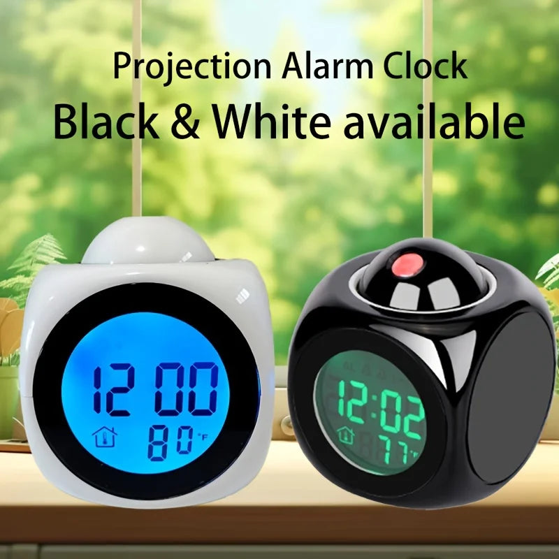Portable LCD Digital Projection Alarm Clock Screen Display Living