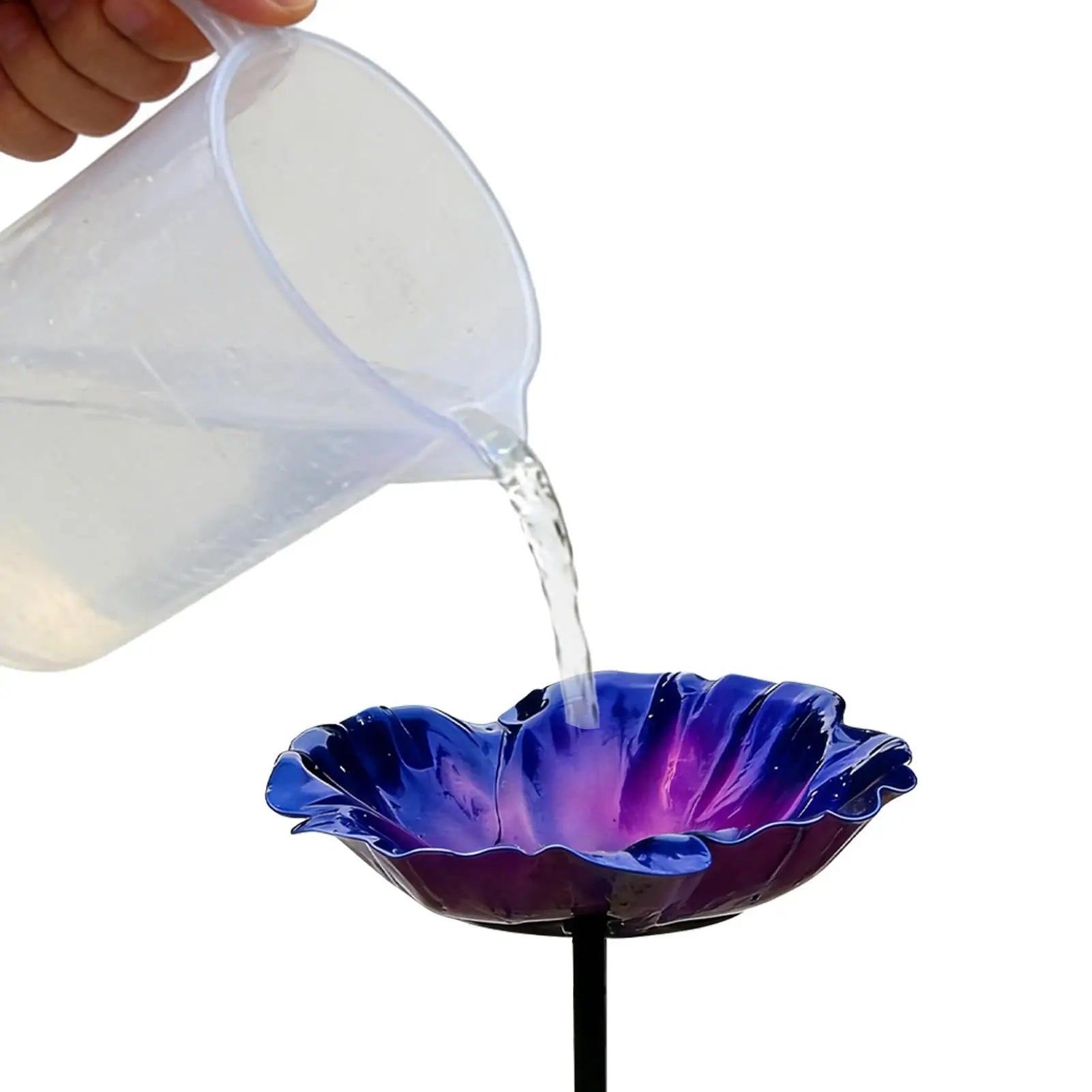 Bird Bath for Outside Reflective Petals Design Bee Water Bowl 65cm HeightPedestal Bird Baths for Window Deck Patio Backyard Yard Zpaxo