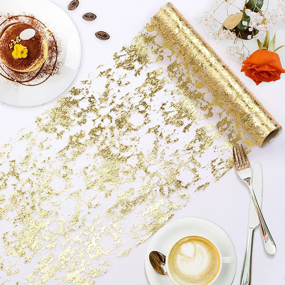 Gold Table Runner Metallic Glitter Cloths Roll Rectangle Birthday