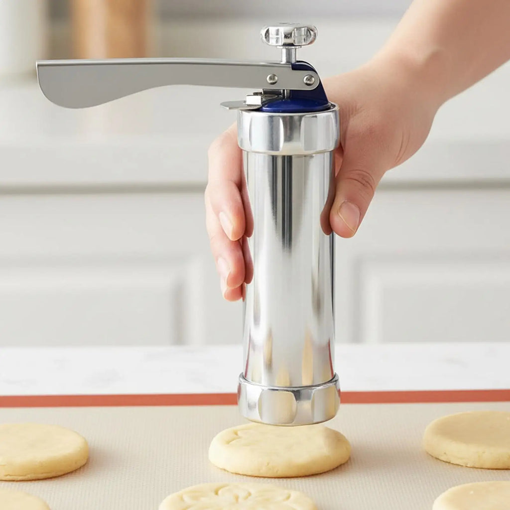 Cookie Press Stainless Steel Biscuits Baking Supplies Cookie Baking Gadgets for Christmas Holiday Parties Home Dormitory Zpaxo