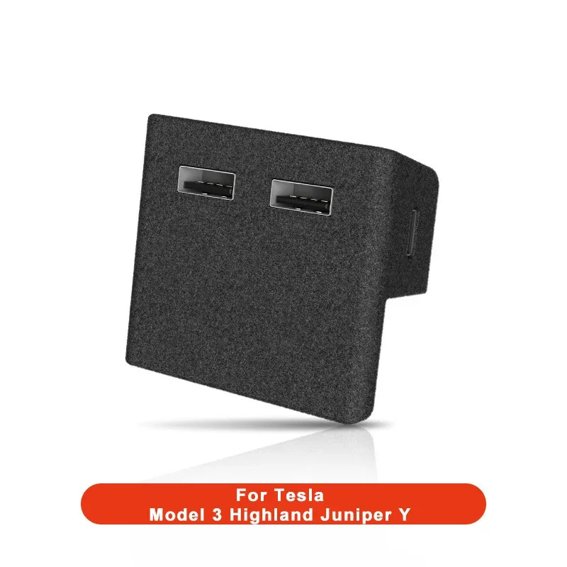 Tesla Model 3 & Y Glove Box 4-Port USB Hub Docking Station