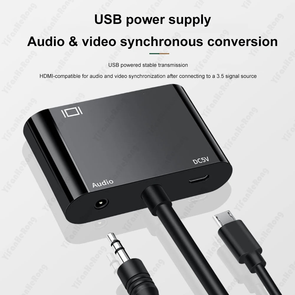 3.5mm Audio 4K HDMI-Compatible To VGA Adapter 1080P Video Converter Digital to Analog for Laptop Projector HDMI-Compatible Cable Zpaxo