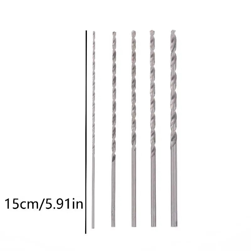 ▶5Pcs 2mm 3mm 3.5mm 4mm 5mm Twist Drill Bit Kit For Wood Plastic Alloy Metal Woodworking Deep Hole Drilling Zpaxo 5Pcs