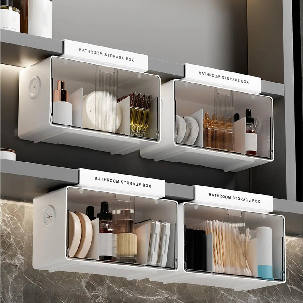 Bathroom Vanity Organizer Clear No-drill Removable Box Small