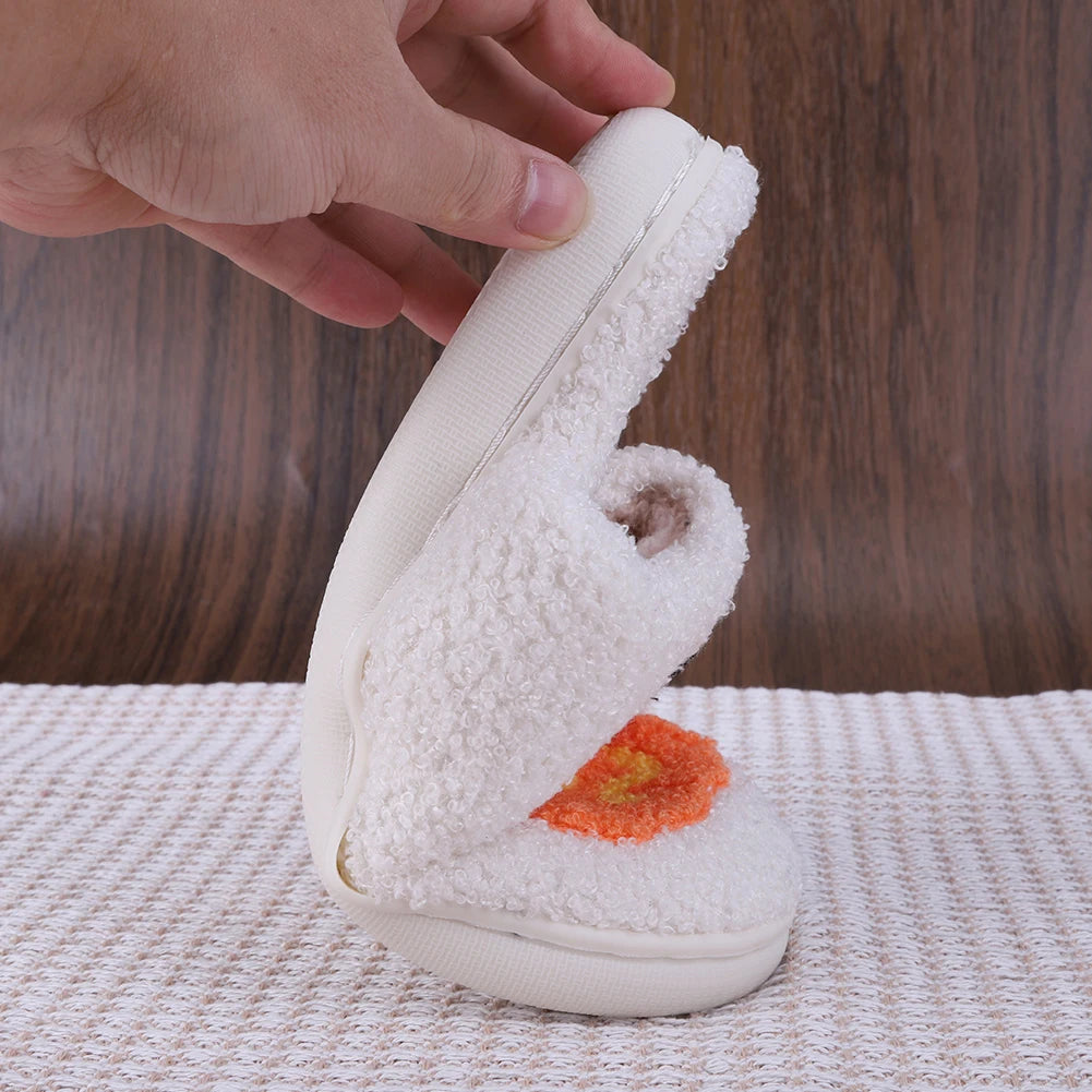 Halloween Plush Slippers Anti Slip Comfortable Furry Slippers Pumpkin Cat Pattern Fluffy Home Warm House Shoe for Winter Autumn Zpaxo