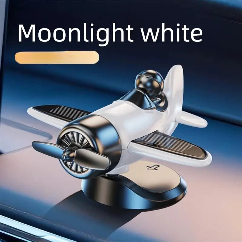 Solar Powered Rotating Airplane Car Dashboard Ornament 360 Auto Spin