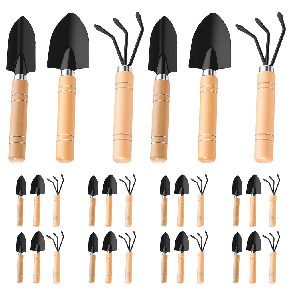 Mini Gardening Tool Set Wood Handle Iron Shovel Rake Trowel For Succulent Bonsai Precision Planter Pot 10 Packs Bulk Supply Zpaxo 10 sets A