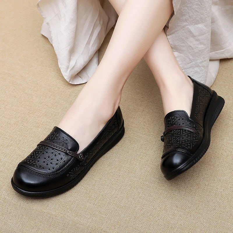 Elegant Women Mules Shoe Solid Leather Summer Slippers Outdoor Casual Zpaxo