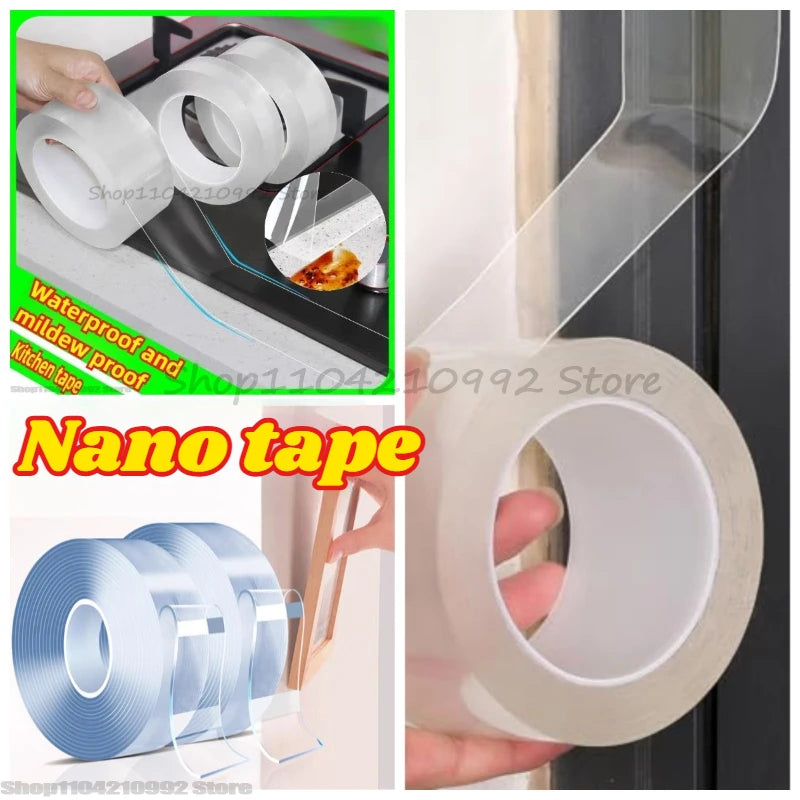 1/2/3/5M Nano Tape Tracsless Double Sided Tape Transparent No Trace Reusable Waterproof Adhesive Tape Cleanable Home Zpaxo