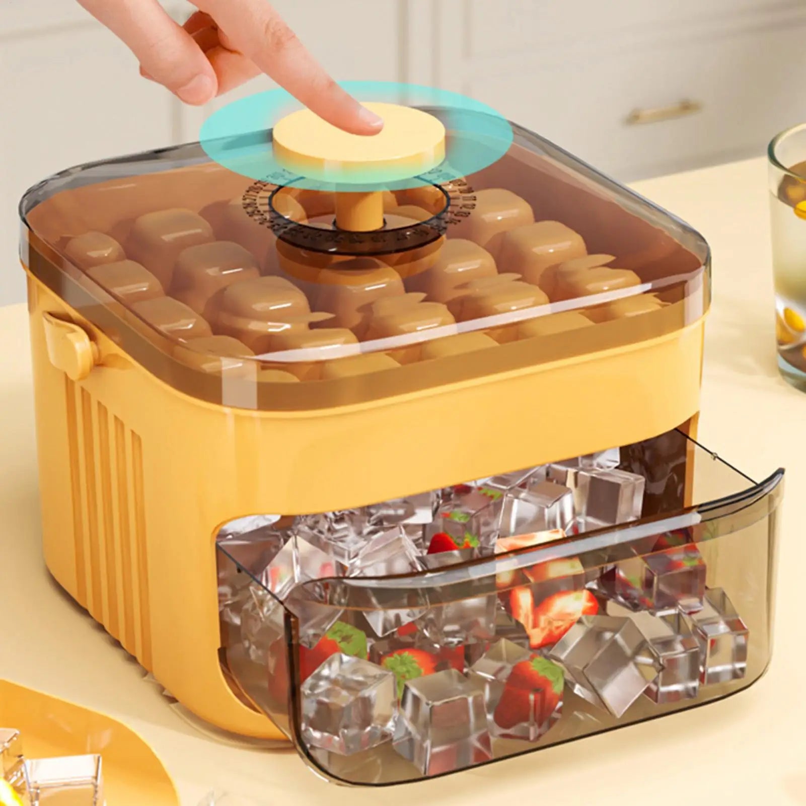 Double Layer Ice Cube Tray with Lid & Bin – 50 Cavity Ice Cube Tray Zpaxo