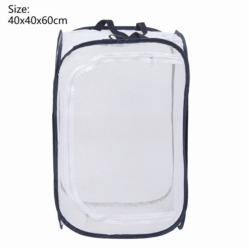Outdoor Folding Insect Breeding Cage Butterfly Cage Hatchable Mesh Breathable Light Transmitting Insect Observation Box Cage Zpaxo BlackEdgeWhiteNet M