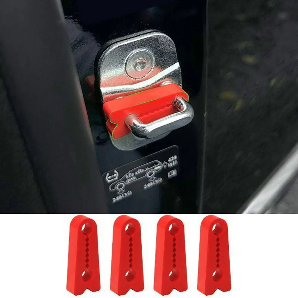 4-Pack Silicone Car Door Lock Shock Absorber Pads – Universal Car Door Buffer Pad Zpaxo Red