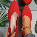 Women's Pointed Toe Flat Shoes Solid Color Knitted Slip on Shoes Casual Breathable Ballet Flats Women Flat Shoes Loafers Women Zpaxo Red 42