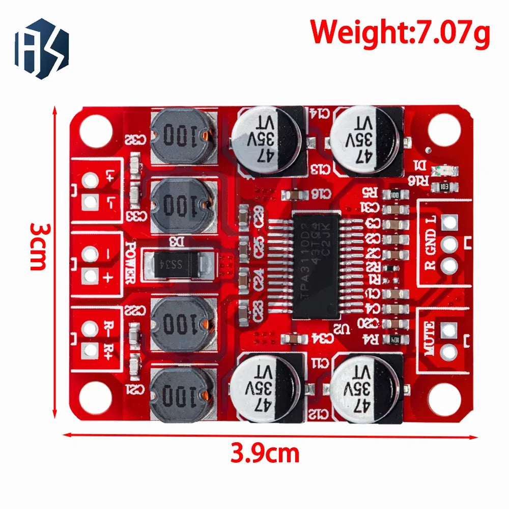 DC DC12V-24V 2X15W Digital Audio Power Stereo Amplifier Module Board TPA3110 12V Class D Power AMP Board 2.0 channel Zpaxo