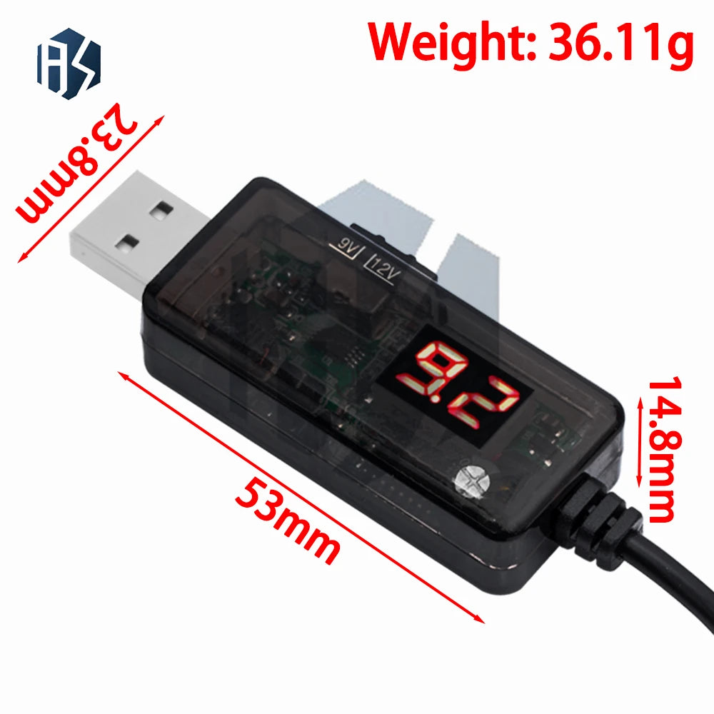 USB 5V Step-Up Boost Cable 9V/12V Output 3.5×1.35mm DC Plug Power Cord for Router Modem Zpaxo