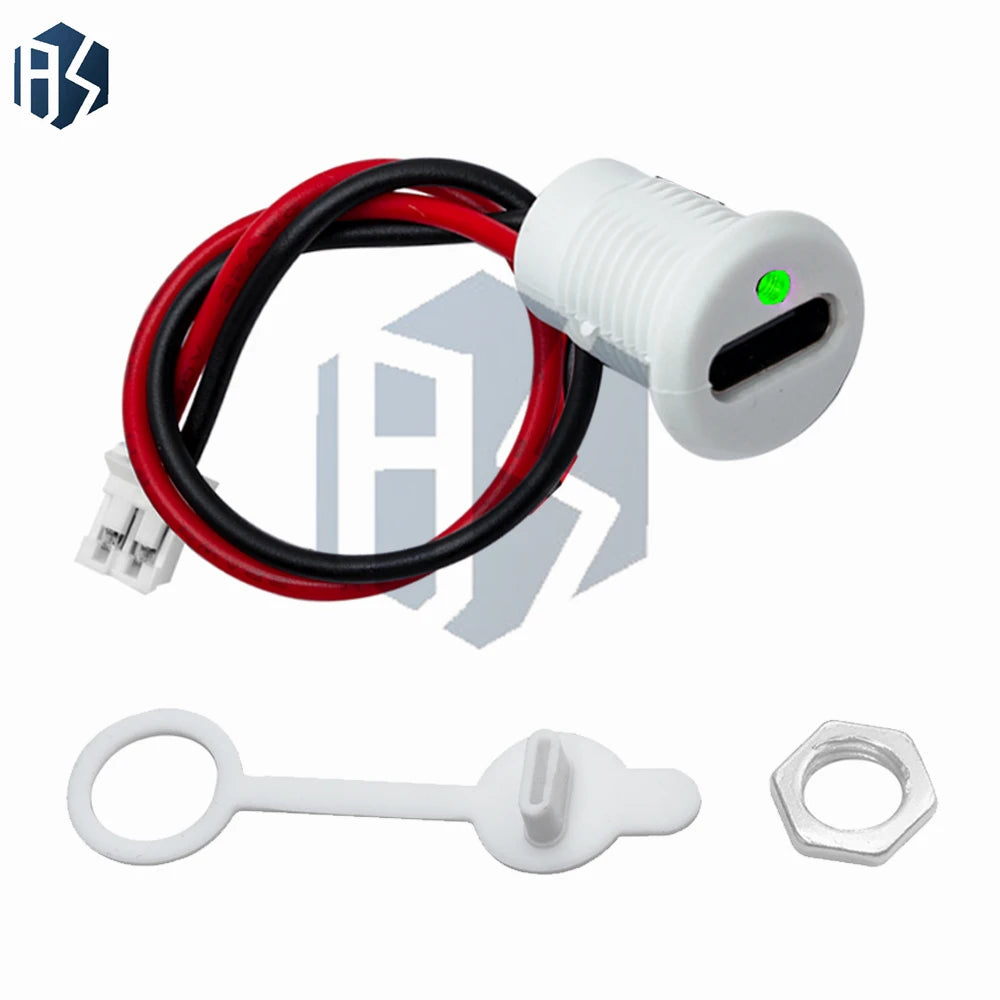 IP67 Waterproof USB-C Female Panel Mount Connector – Tool-Free Snap-Fit Enclosure with LED Power/Data Status Indicator Zpaxo