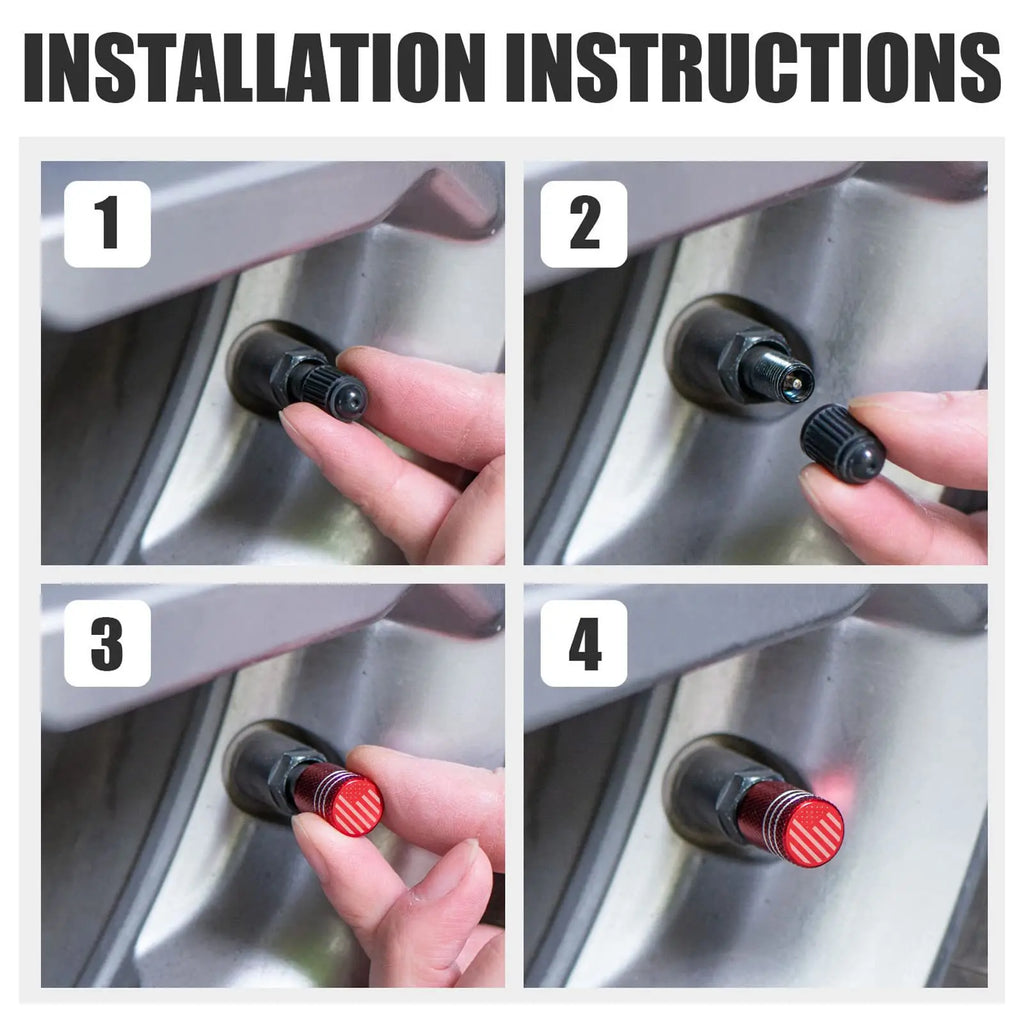 Metal Tire Valve Stem Caps 4 Pack – Leak-Proof, Car & Motorcycle