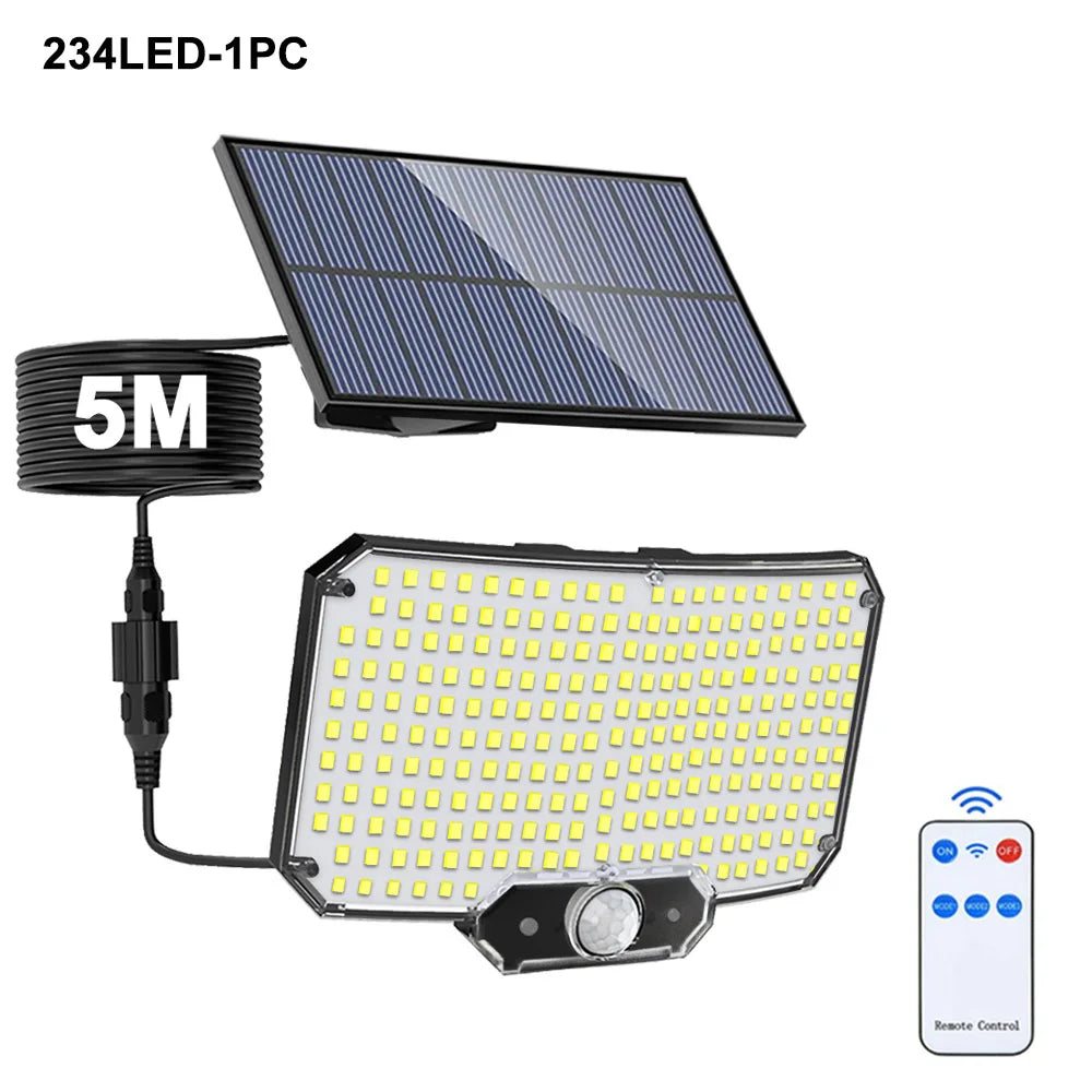 Solar Outdoor LED Security Light Solar Light with Motion Sensor 318/234/200 LED Waterproof Powered Flood Lights for Patio Garage Zpaxo 234LED-1pc