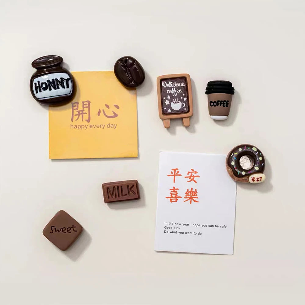 10Pcs Coffee Chocolate Simulation Food Fridge Magnets Whiteboard Stickers Refrigerator Decorative Magnets Kitchen Home Decor Zpaxo