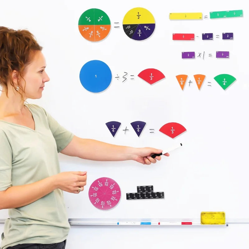 Magnetic Fraction Tiles Circles Math Disc Toy Manipulatives Vibrant