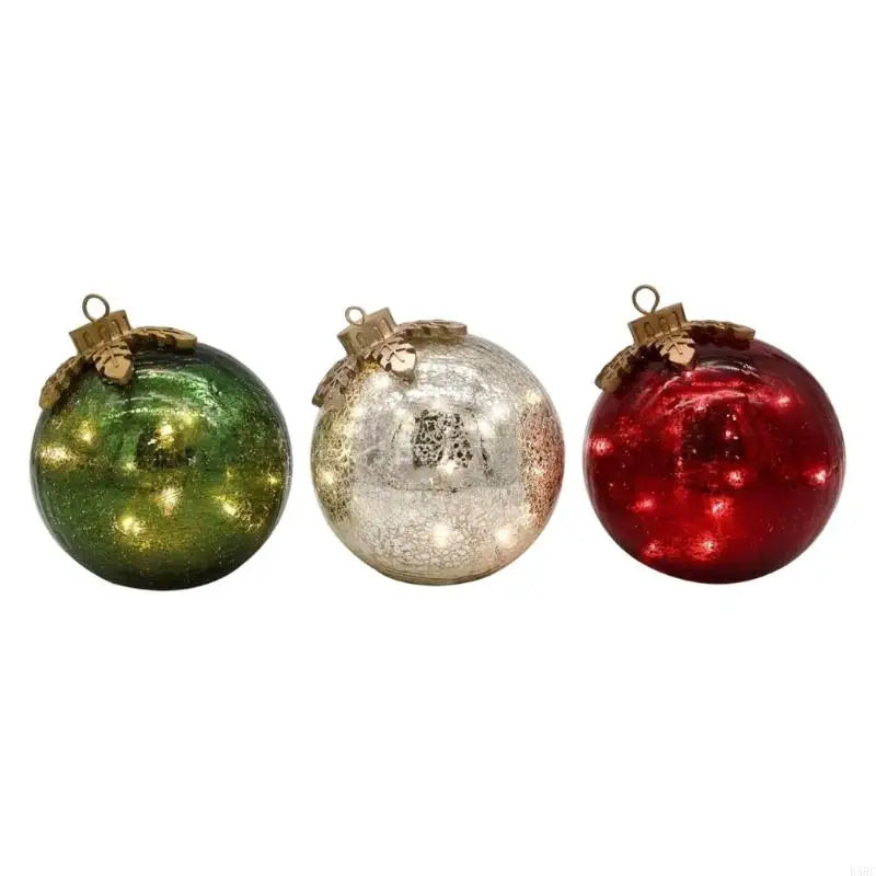 Glass Christmas Tree Ornament LED Lights Battery Powered Festival