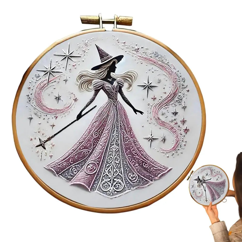 Witch Embroidery Patterns Hand Embroidery Material Supplies Handy Sewing Kit Creative Beginners Adults Crafts For Halloween Zpaxo B China Mainland