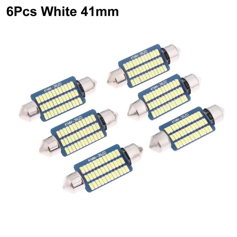 6-Pack C5W Canbus Festoon LED Bulbs 39mm 6500K White 300LM
