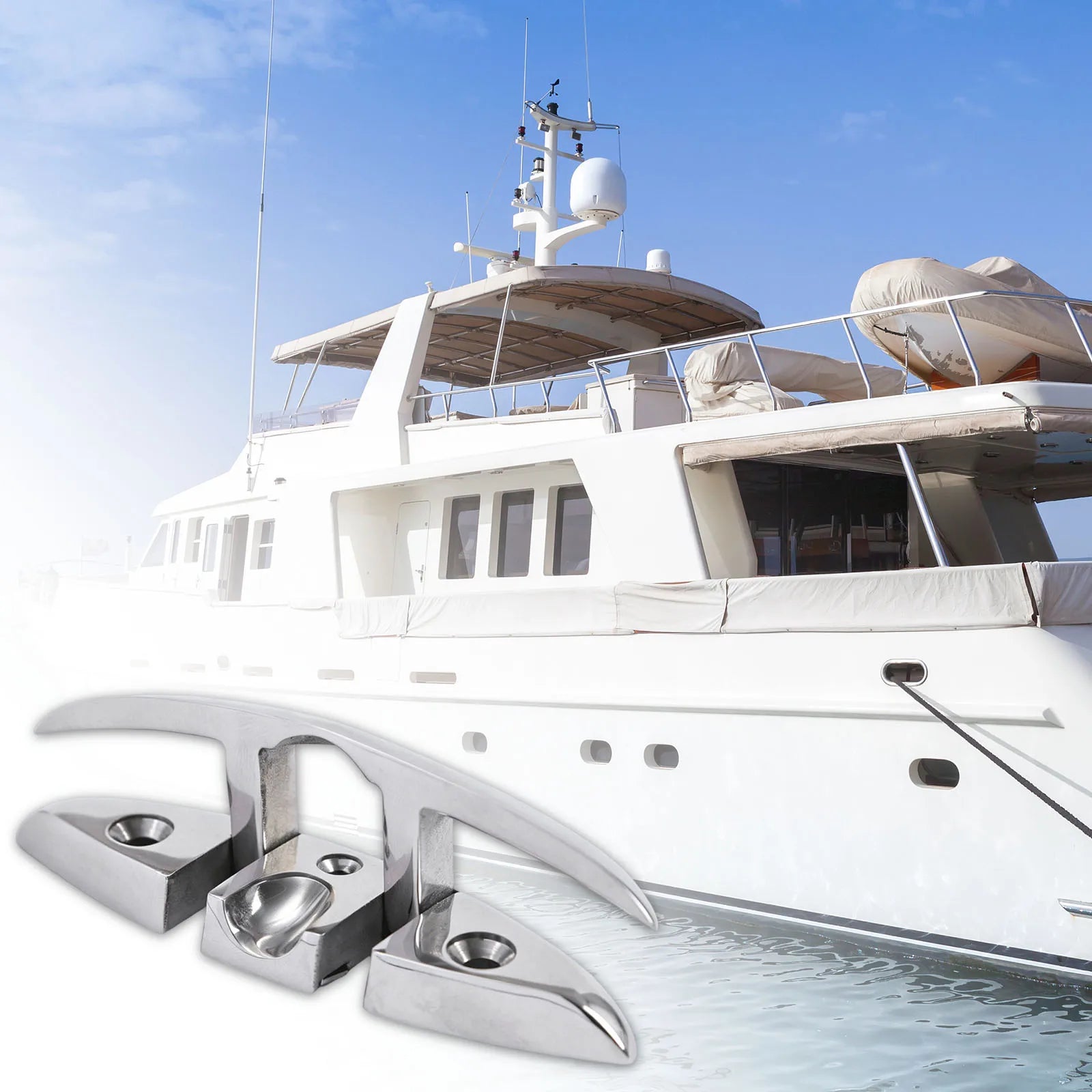 1PCS Stainless Steel 316 Flush Boat Cleats 5inch Marine Mooring Folding Cleat Yacht Sailboat Ships Floating Dock Cleat Accessory Zpaxo