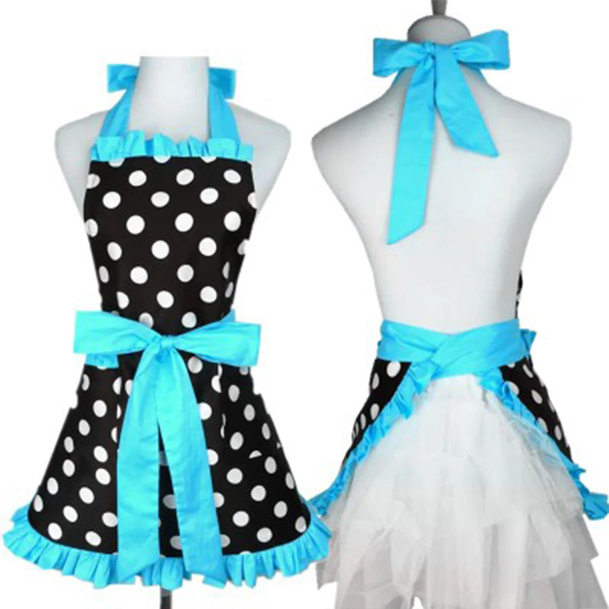 1/2PCS Kitchen Apron Retro Aprons Long/Short Waist Adjustable Ruffle Side Vintage Cooking Aprons with Pockets For Woman Men Work Zpaxo 1PC-2 Pockets