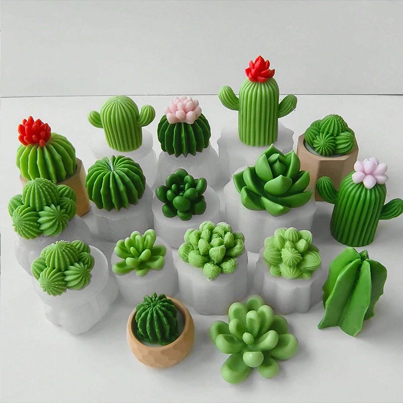 Succulents Candle Silicone Mold 3D Cactus Succulent Plants Soap Aroma Plaster Cement Craft Ornament Making Mold Home Decor Zpaxo