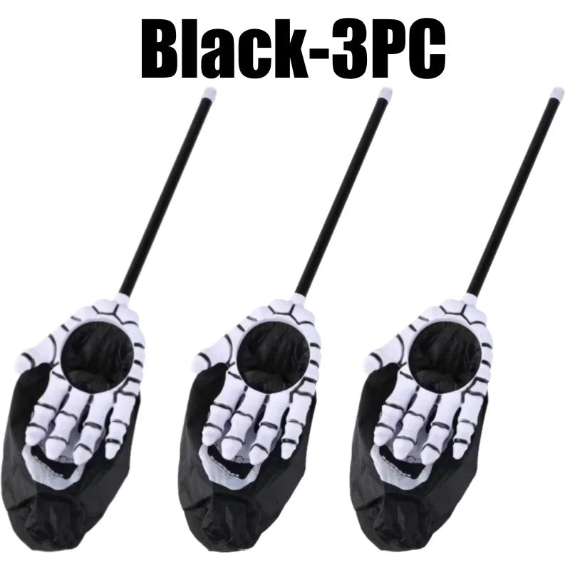 Spooky Halloween Candy Bags Skeleton Hand Pumpkin Shaped Pouches Zpaxo Black-3PC Other