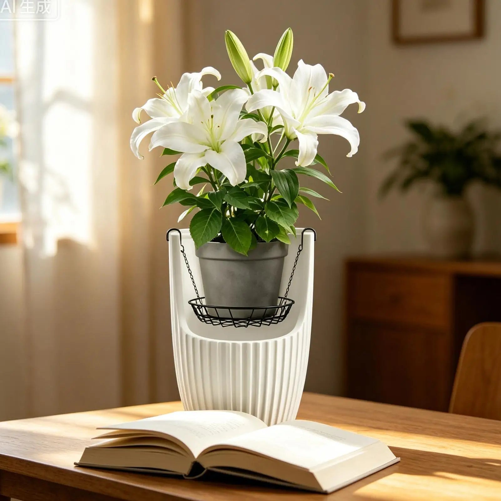 Adjustable Planter Insert with Hooks 2 Pieces Heavy Duty Metal Adjustable Flower Pot Filler Riser for Indoor Outdoor Home Office Zpaxo