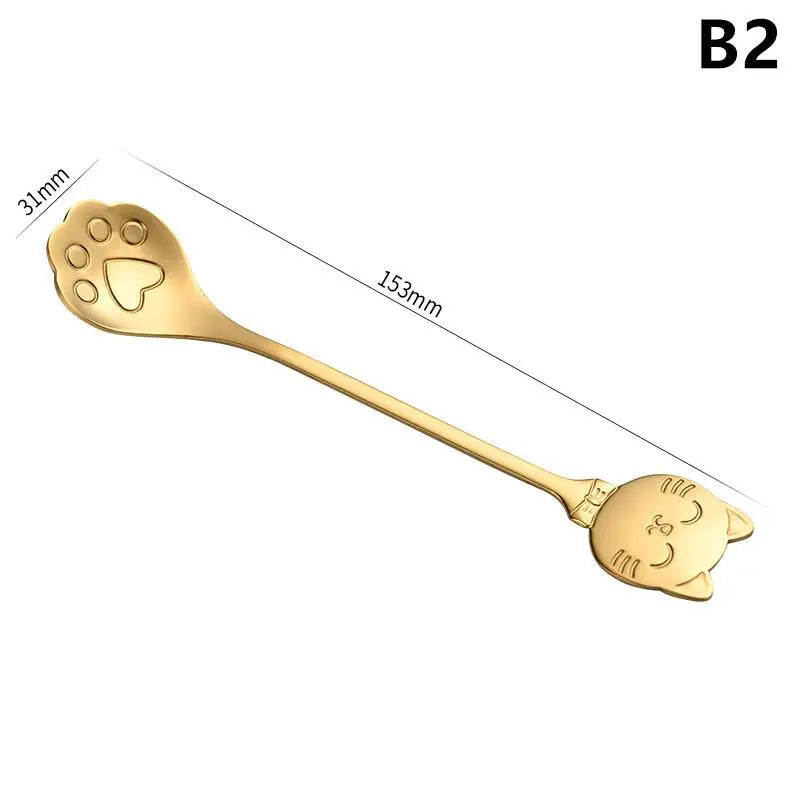 Cute Cat Paw Teaspoon 304 Stainless Steel Coffee Spoon Ice Cream Zpaxo B2