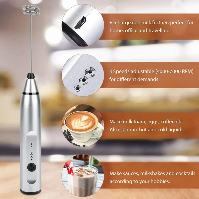 Portable Electric Milk Frothers Handheld Blender USB Mini Coffee Maker Whisk Mixer Cappuccino Cream Egg Beater Food Blender Zpaxo