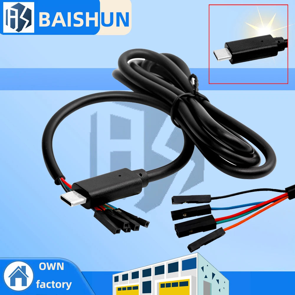 CH340G type-c download cable USB to serial port module USB to TTL Refresh cable RS232 Upgrade small board with cover Zpaxo Default Title