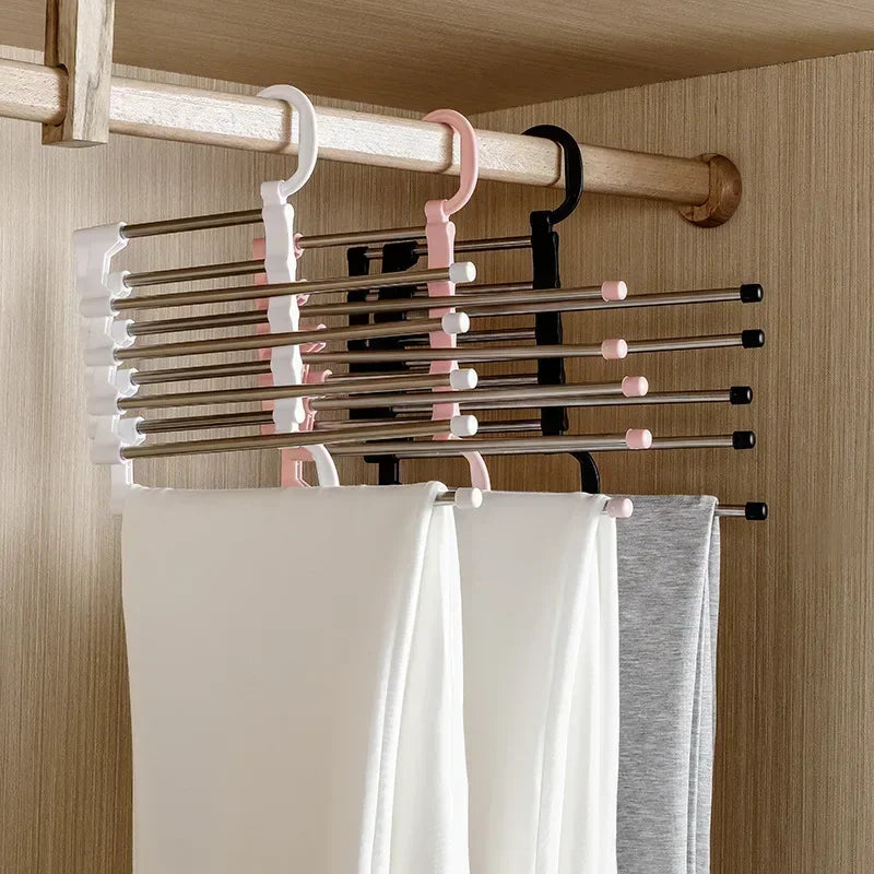 Pants Hanger Clothes Hangers Tongs Clothes Rack Hangers Stainless Steel Folding Pant Rack Tie Hanger Bedroom Closet Organizer Zpaxo