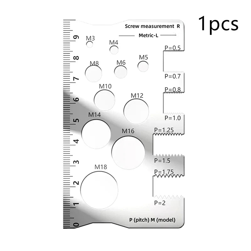 ▶1/2/5Pcs Stainless Steel Thread Checker Screw Measurement Ruler Gauge Tool for Measuring Screw Pitch Bit Bolt Nut Zpaxo 1Pcs