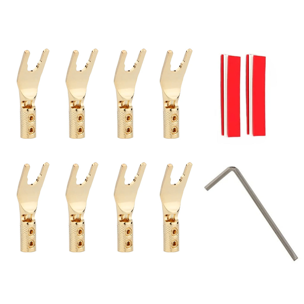Y Spade Connector Plug Fork Connectors Copper Gold Plated Loudspeaker