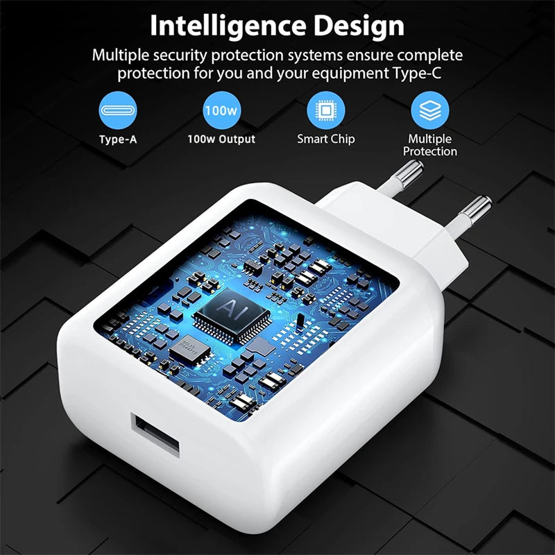 100w Supervooc Fast Charger Travel Adapter Eu Plug Phone Usb C Cable