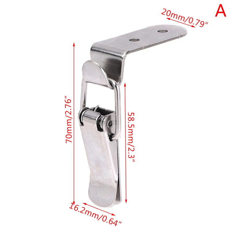 90 Degrees Duck-mouth Buckle Hook Lock Iron Spring Loaded Draw Toggle Latch Clamp Clip Silver Hasp Latch Catch Clasp Zpaxo A