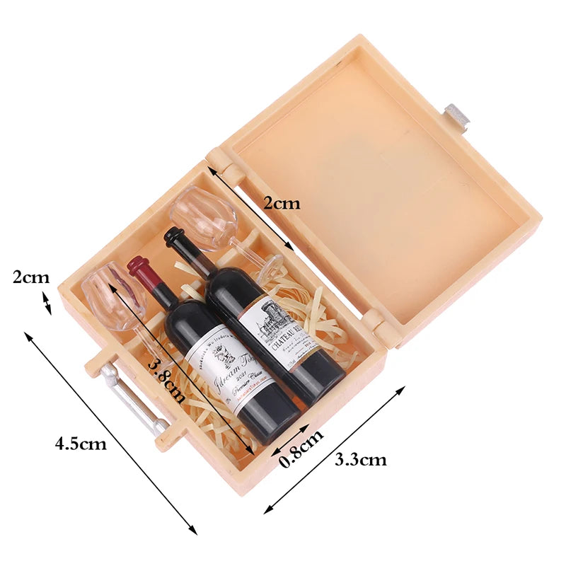 Miniature Food Play Doll House Simulation Red Wine Box Scene Props Zpaxo onesize