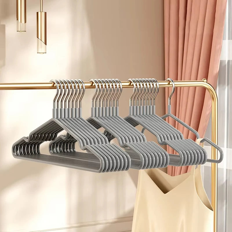 10pcs- Metal Traceless No-slip Clothes Hangers, Durable Strong Clothes Racks, Household Space Saver For Organization Of Bedroom, Zpaxo
